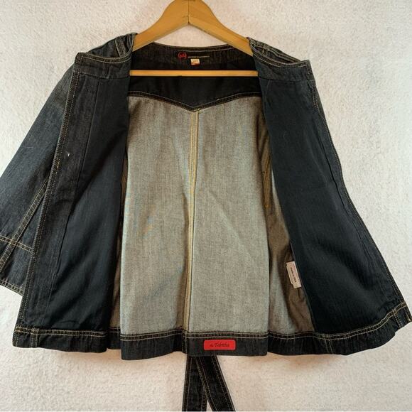 AG Adriano Goldschmied The Tabitha Denim Jacket Sz XS Black Wash Belted‎ - Picture 4 of 15